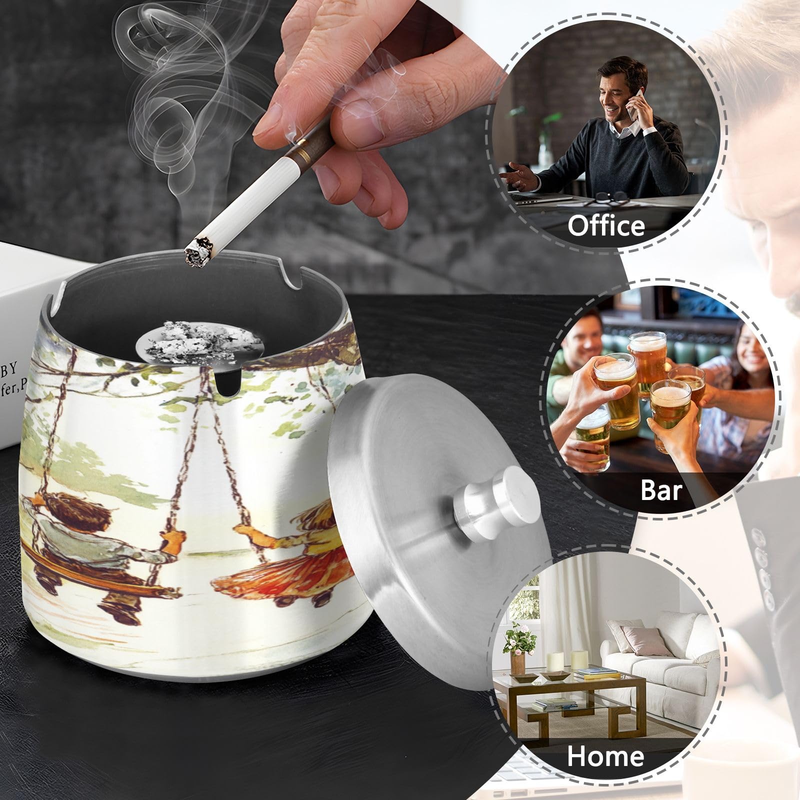 Amazon.com: Swing Stainless Steel Outdoor Ashtray with Lid for